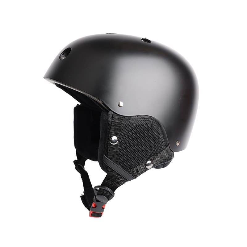 Black ski helmet with plum blossom design, size s
