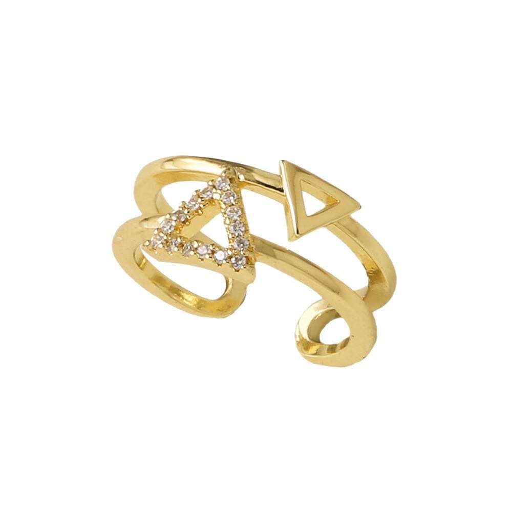 As Jewelry Sərhədlərarası Populyar Zirkonlu Ürək Formalı Üzük, Mis 18K Qızıl suyuna çəkilmiş, Tənzimlənən Açıq Qadın Üzüyü Rin13 5