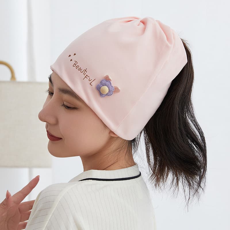 Thin material small flower pink pile cap