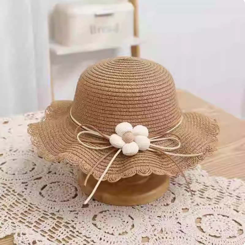 Single-flowered hat in coffee color