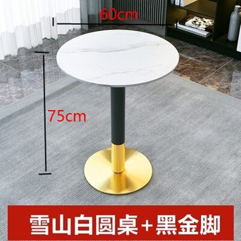 Snow mountain white 60 round + black gold stainless steel feet