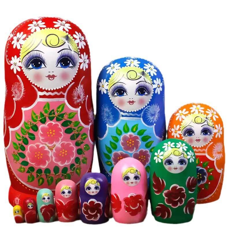 Russian Matryoshka Doll 10-Layer Creative Birthday Gift Small Ornaments Children's Wooden Craft Decoration Travel Souvenir Gift 5