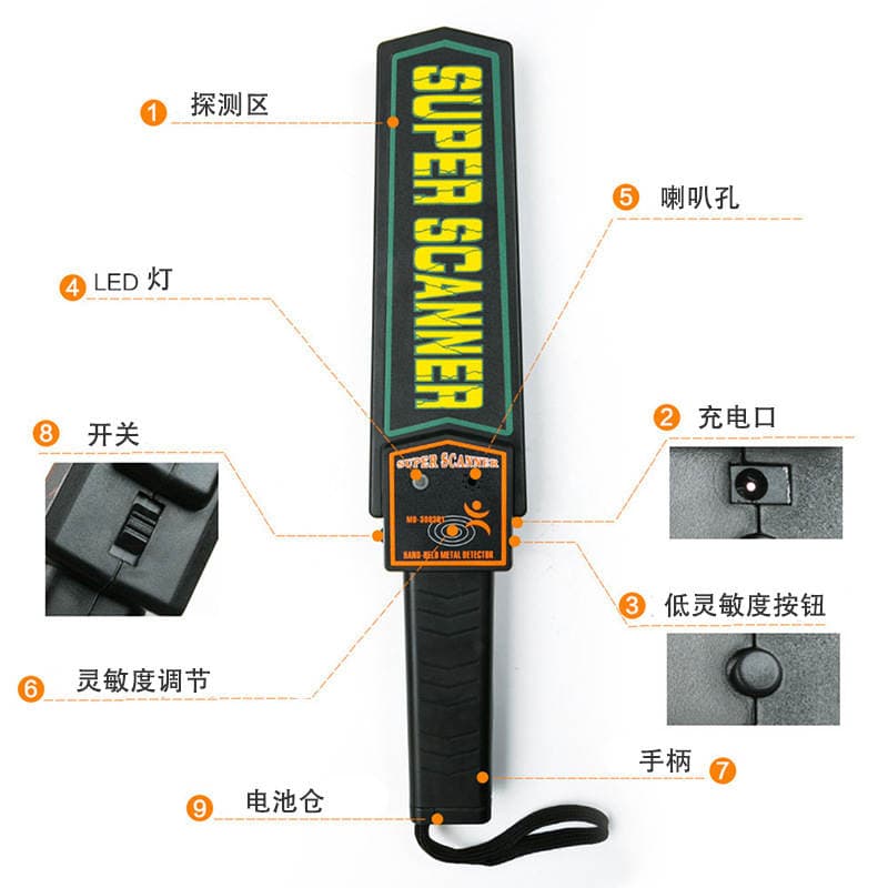 Metal Detector Handheld Detector Mobile Phone Knife Gun Small Metal Detector Security Checker Single Switch 3