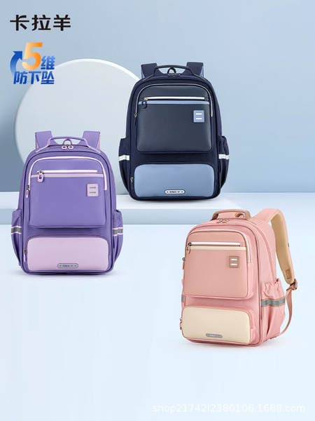 Kara Yang accordion backpack for primary school students in grades 1-4, large capacity, 5-dimensional load-reducing, spine-protecting, antibacterial backpack