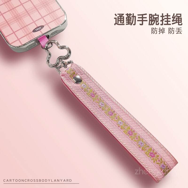 Mobile Phone Lanyard Pattern Embroidered Webbing Wide Version Women's Wrist Rope Short Style Outdoor Mountaineering Travel Shopping Photo Taking 2