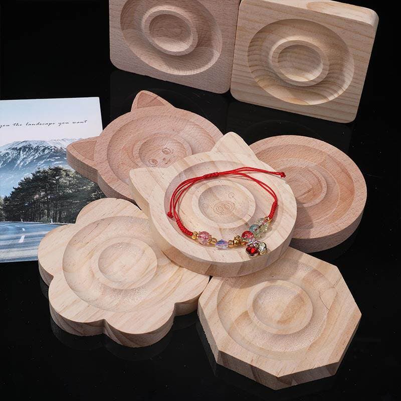 Solid Wood Bracelet Display Tray, Handcrafted Wooden Tray Tool for Bracelet Beading Diy, Bead Arrangement, and Jewelry Display Stand 2