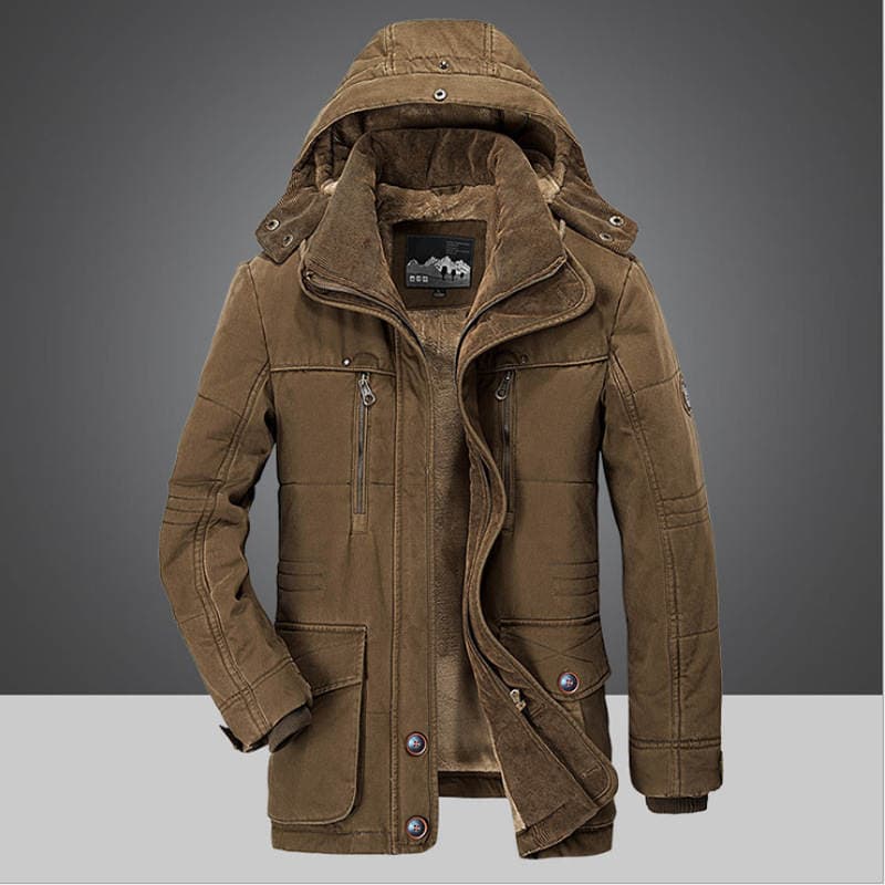 AliExpress men's cotton-padded jacket winter mid-length fleece-lined thickened cotton-padded jacket men's young and middle-aged casual windproof warm cotton-padded jacket 5