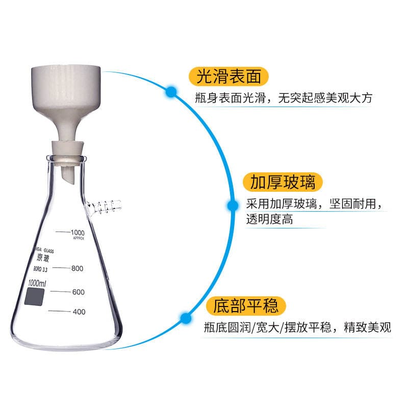 Suction Filtration Device Buchner Funnel 1000ml Experimental Apparatus to Reduce the Pressure of the Suction Filtration Bottle Physical Experimental Equipment 3