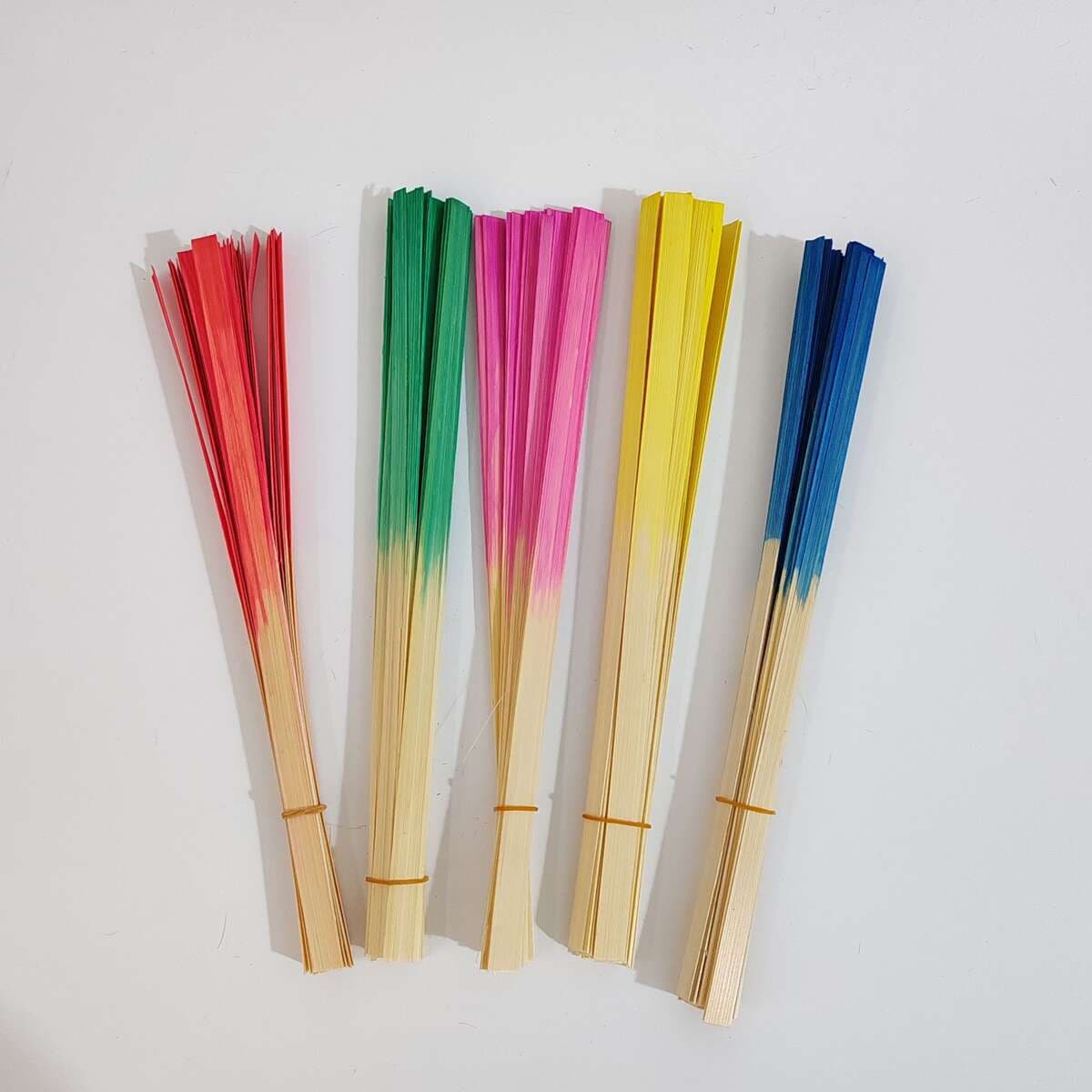 Bamboo strips, bamboo reeds, intangible cultural heritage weaving, handmade DIY material kit for kindergarten, colorful gradient bamboo pieces, fan bamboo strands 5