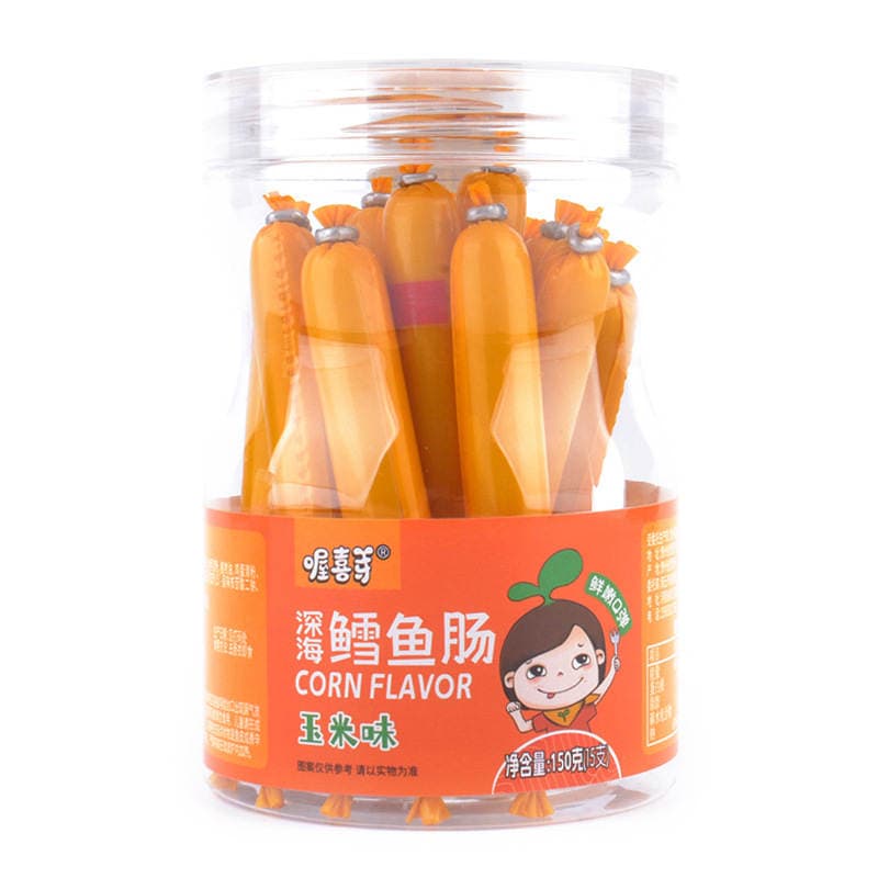 Oh, Xi ya deep sea cod sausage 150g/canned fish sausage 15 children's snacks ham sausage shrimp corn flavor 3