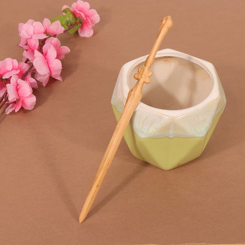 Double-sided carved peach wood hairpin-sword