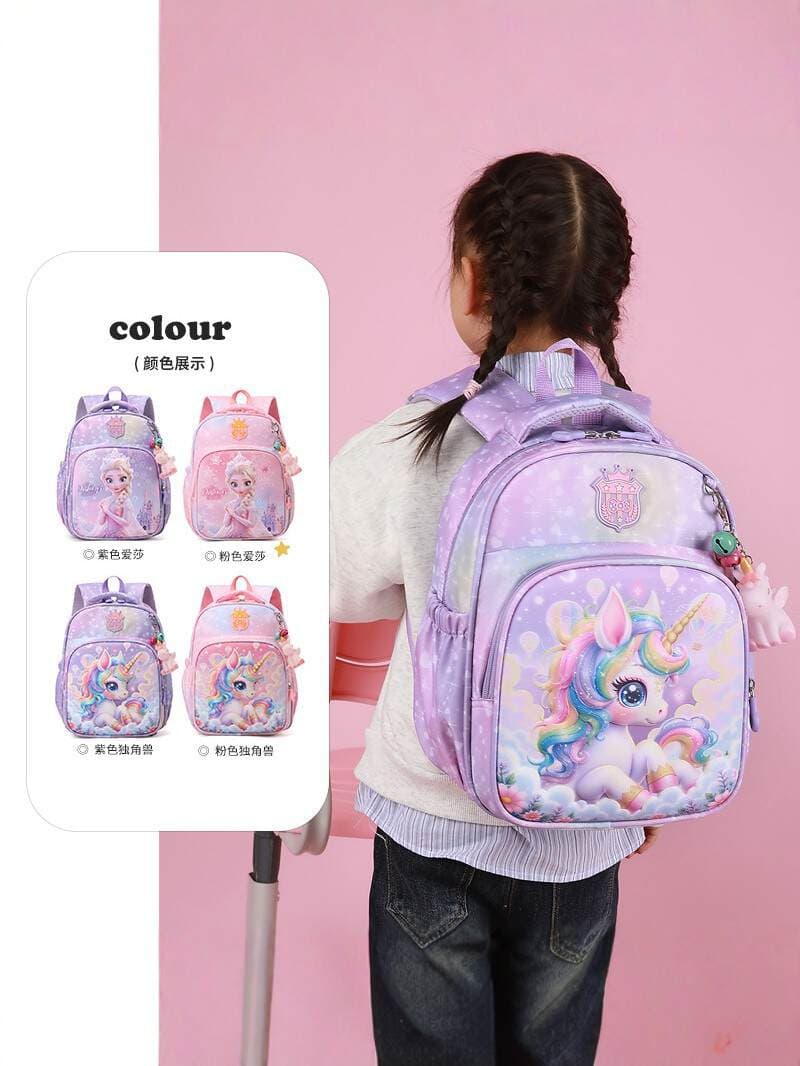 Qızlar üçün “Elsa Unicorn” dizaynlı yüngül, onurğanı qoruyan məktəb çantası 1