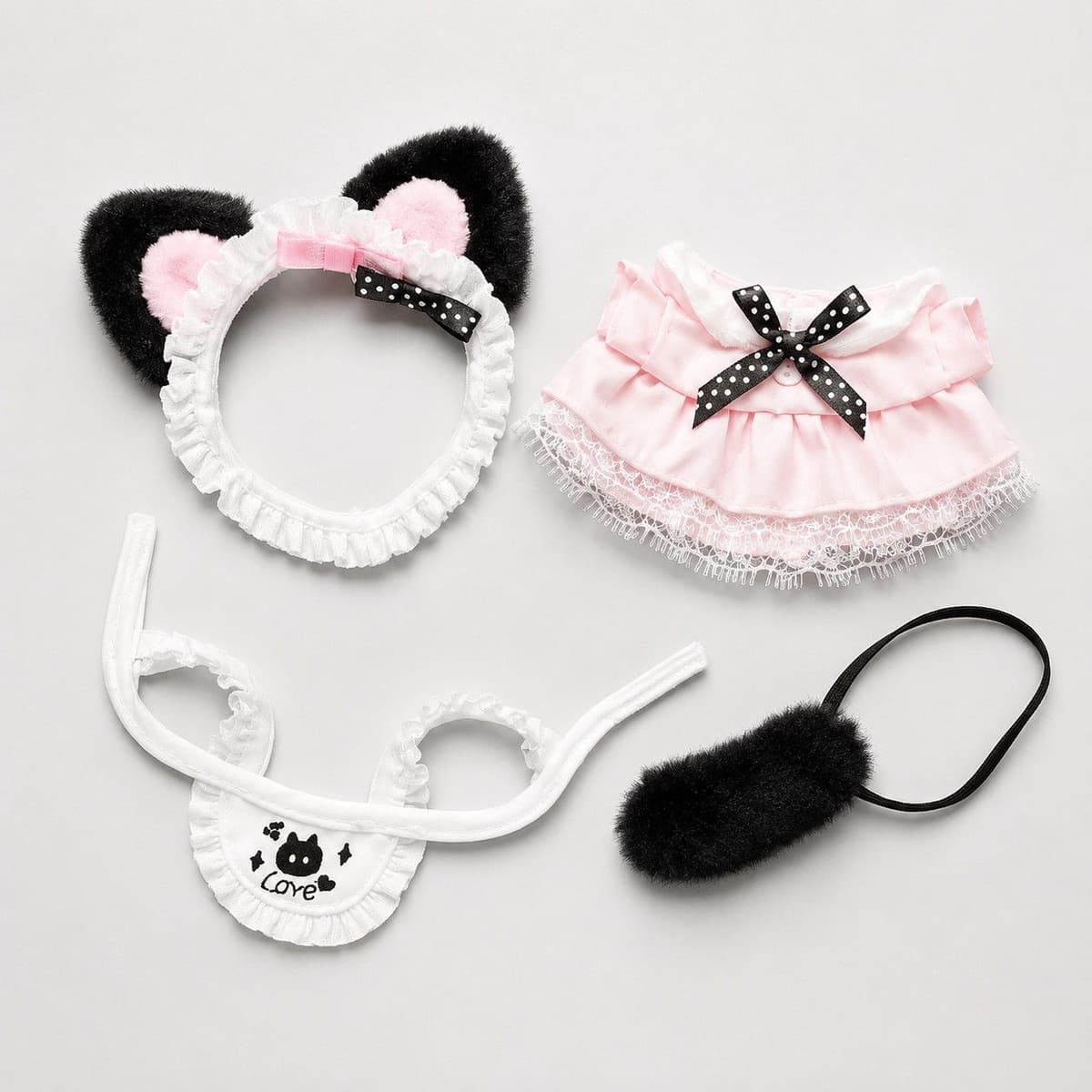 Sakura cat maid-4 points [cat ear headdress + clothes + apron + cat tail]