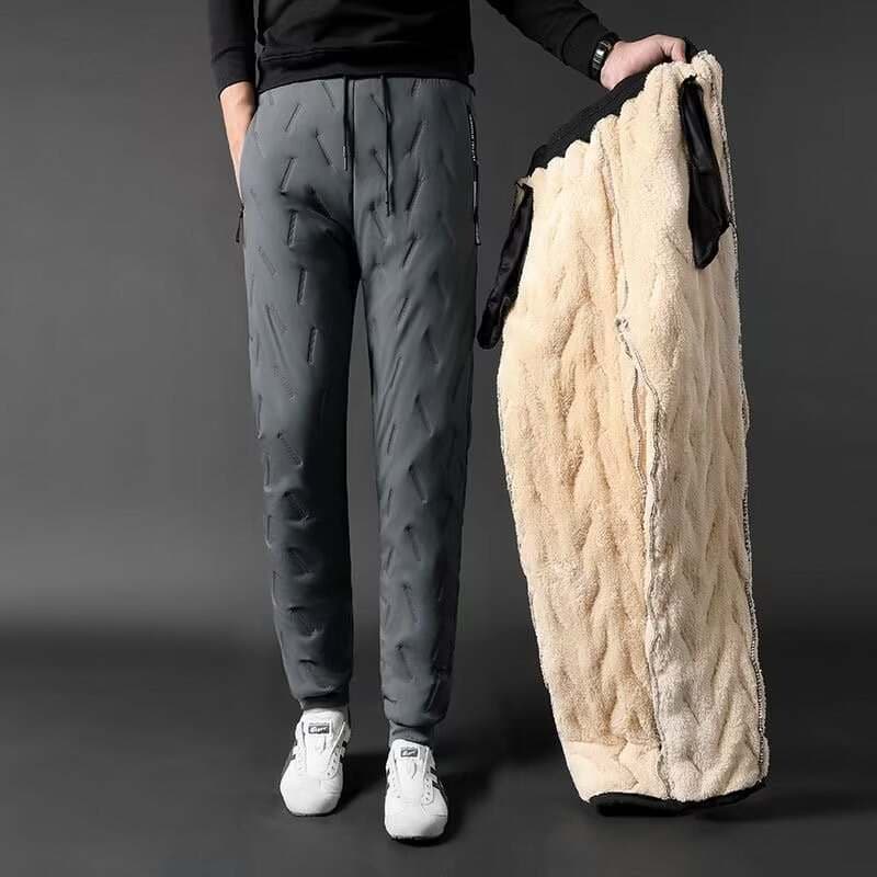 Men's Lamb Wool Pants, Fleece-Lined and Thickened Casual Pants, Suitable for Middle-Aged and Elderly, Outdoor Cotton Pants, Plus-Size, Cold-Proof, Warm Sports Pants 4