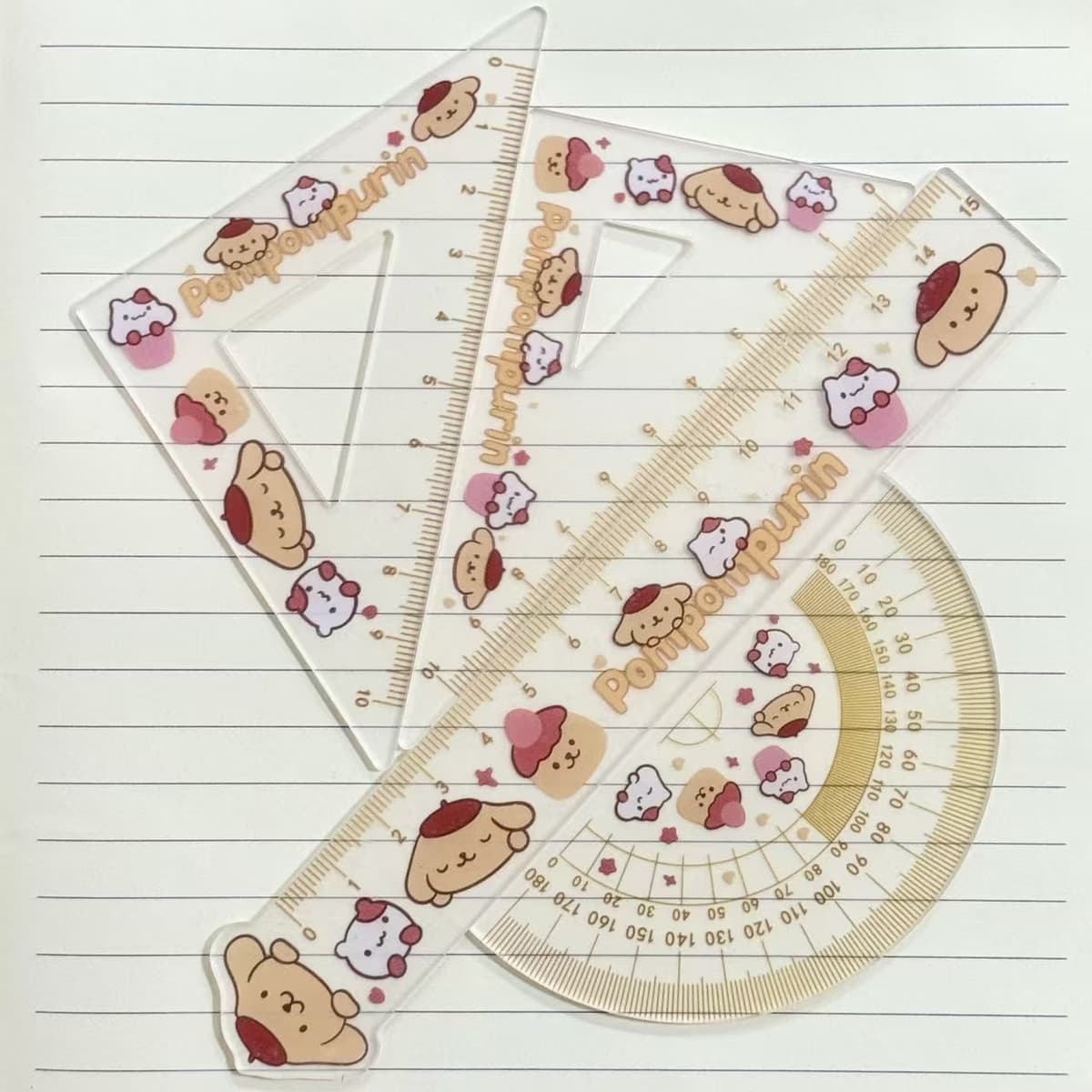 Pompompurin dessert-themed transparent ruler set