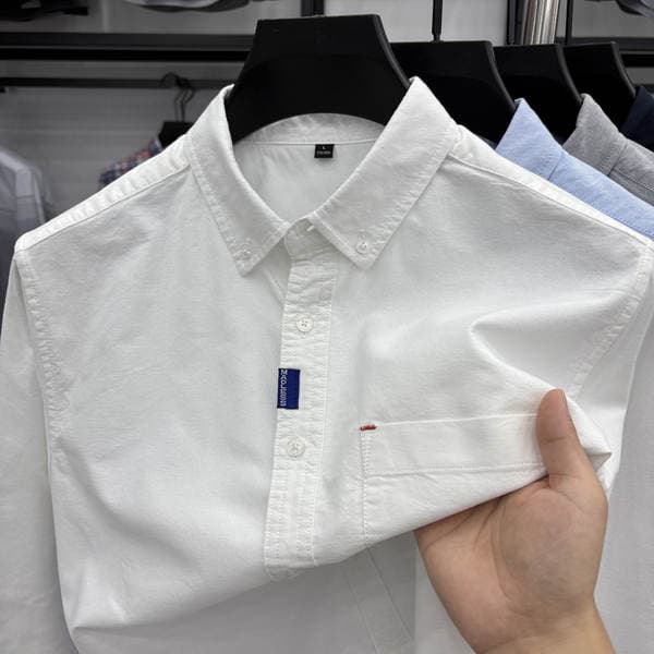 Dropshipping Spring and Autumn Long-Sleeve Shirts for Men, Young and Middle-Aged, Business Casual with Real Pockets, Dad-Style Men's Shirts Wholesale