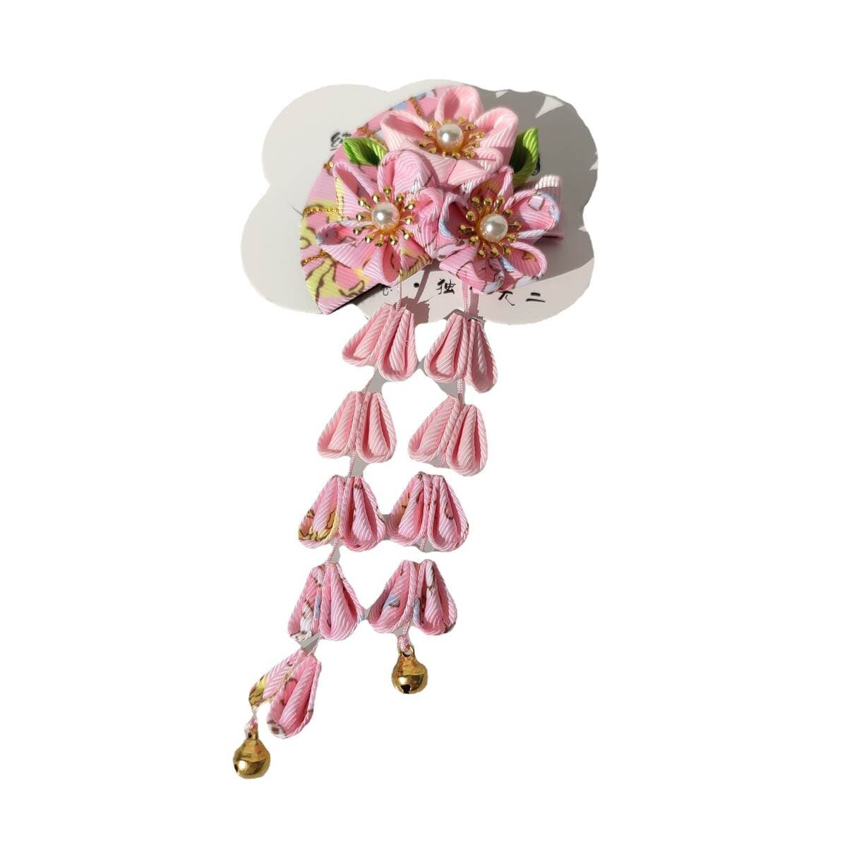 Japanese Style Kimono Clothing Fine Worker Flower Hairpin Japanese Style Antique Hairpin Hair Accessories Headwear Flower Tassel Fan Hair Accessories Side Clip 5