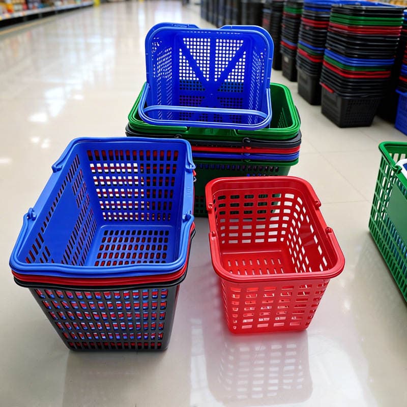 Böyük Qalınlaşdırılmış Metal Tutacaqlı Supermarket Səbəti, Kommersiya İstifadəsi üçün Portativ 2