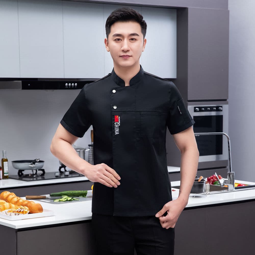 Black [short sleeve] two-button flag tee