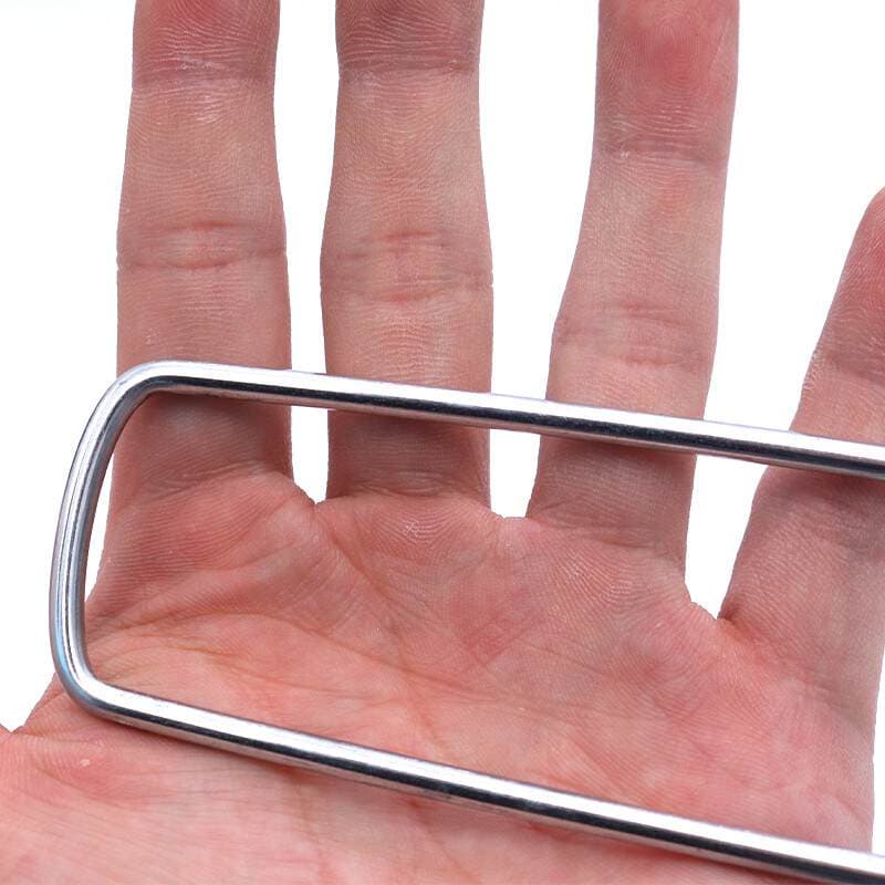 U-Shaped Ground Nails, Weed Barrier Fabric Nails, U-Shaped Nails, Steel Wire Ground Nails, Galvanized Slanted Ground Nails for Lawns, Gardening Fasteners 4