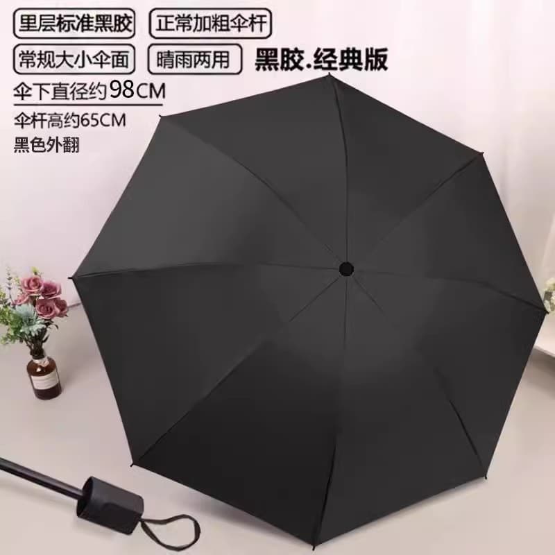 8-bone sunny and rainy sunscreen vinyl umbrella-single [black]