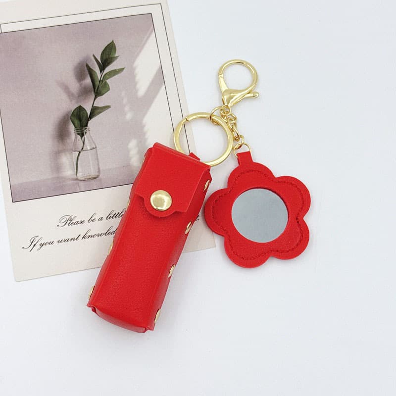 Rivet flower style lipstick bag [red]
