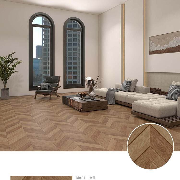 Balıq sümüyü ağac naxışlı plitələr, 600x1200, mat, sürüşməyən, krem rəngli, orta əsr üslubunda, qonaq otağı və yataq otağı üçün. 4