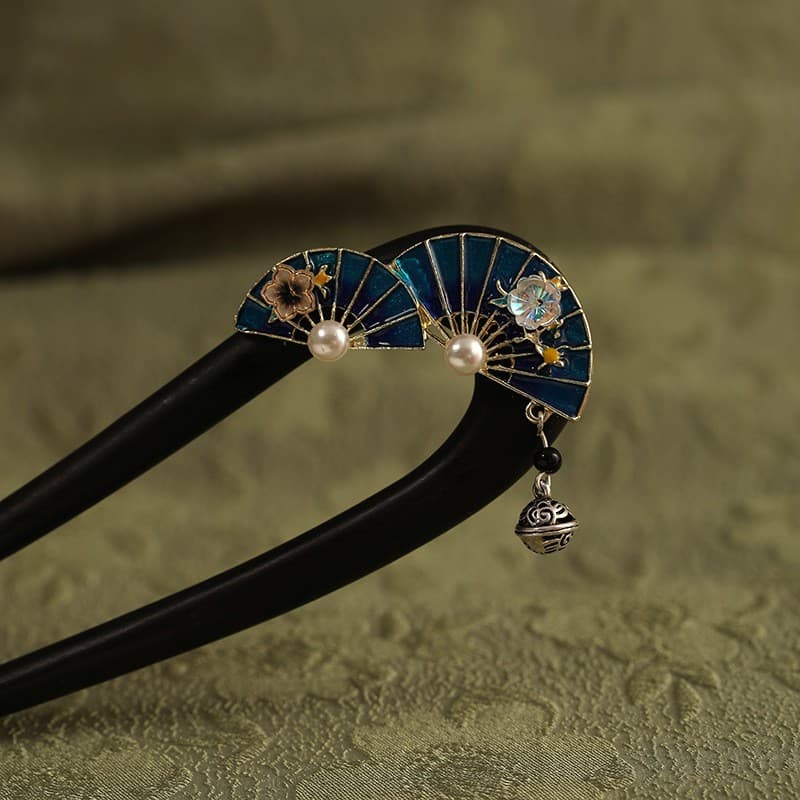 Double fan u-shaped hairpin [ebony]