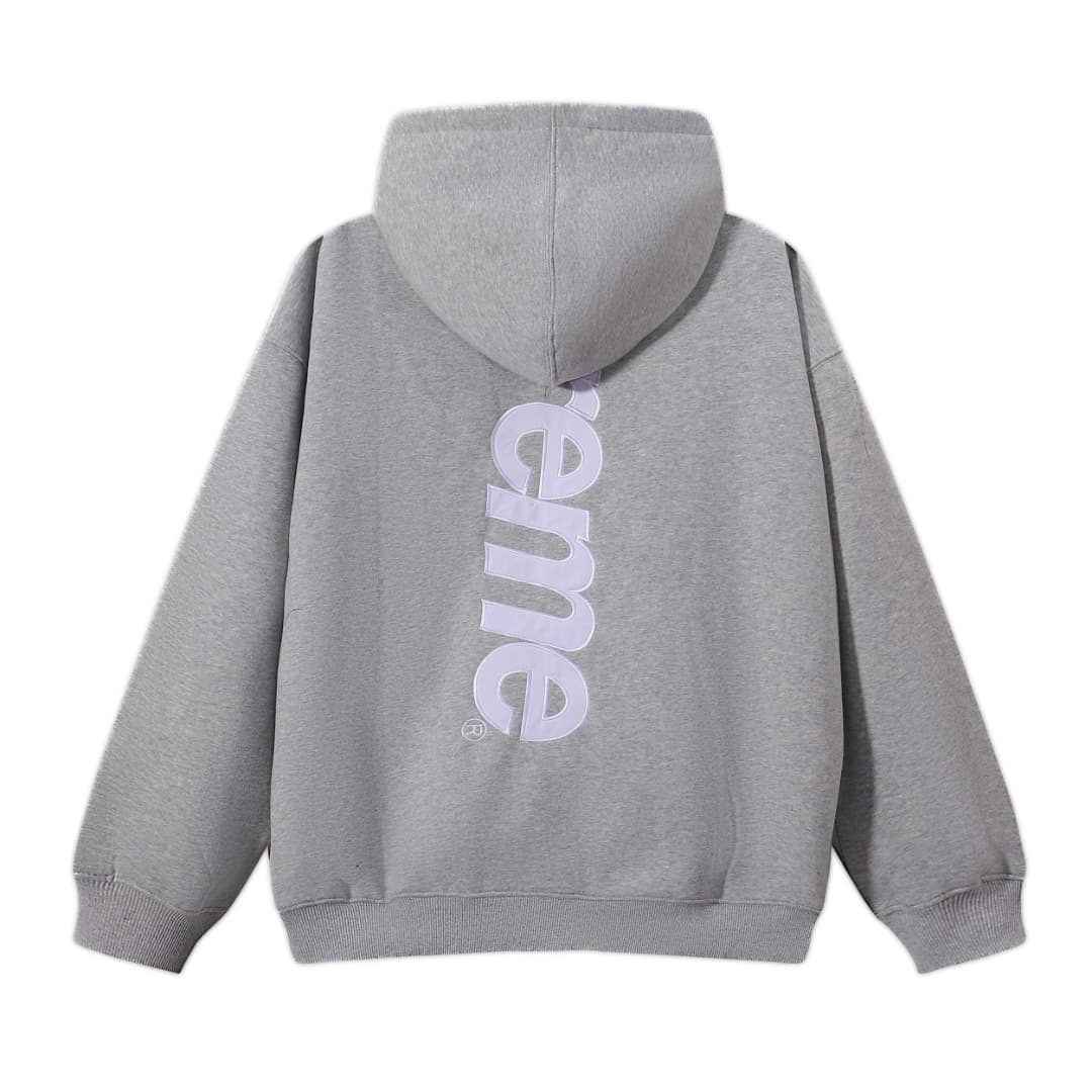 Embroidered large logo gray [hoodie]