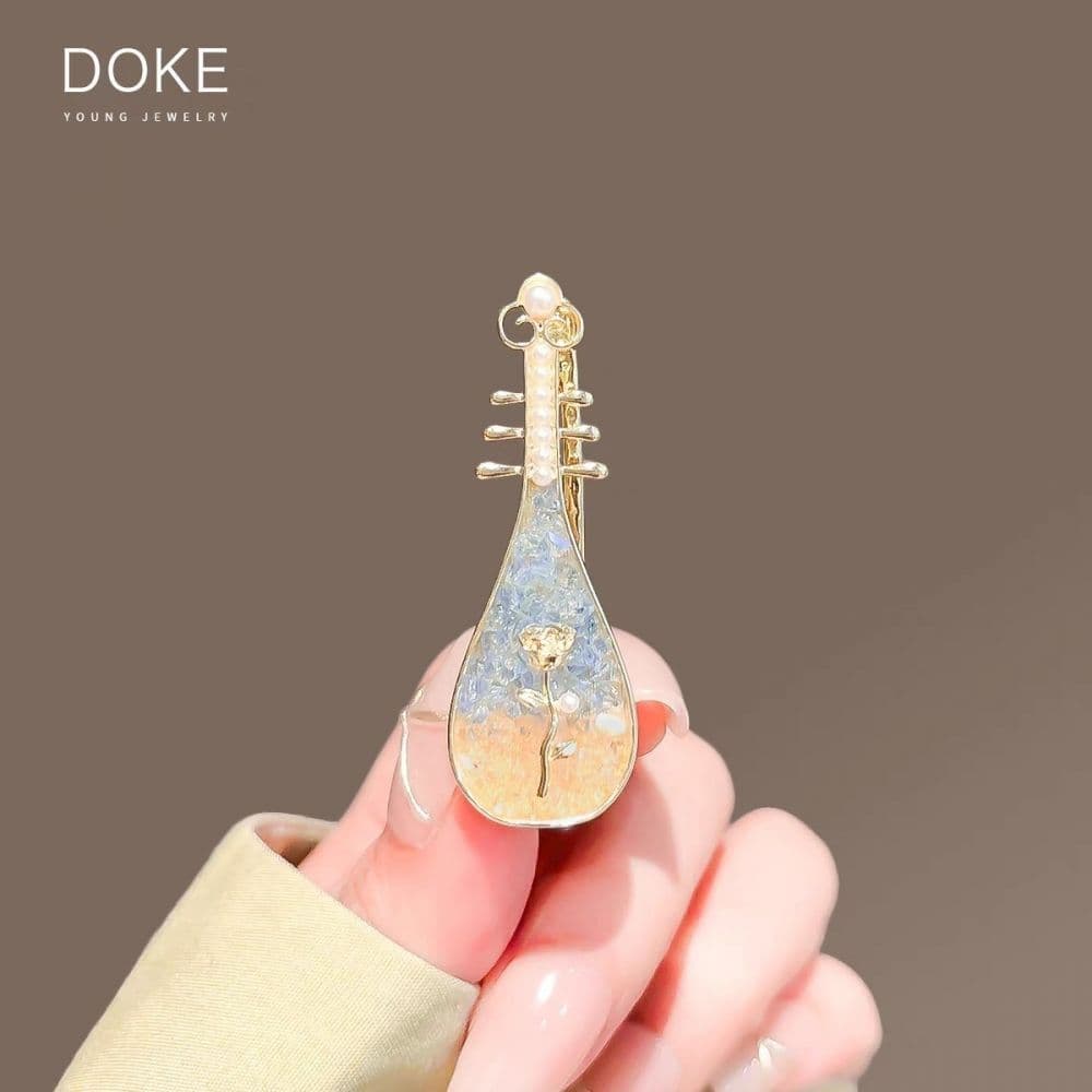 Mg-a0332 blue rose pipa hairpin (flat rose)