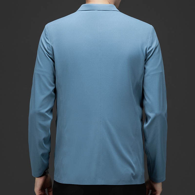 New Men's Suits for Spring and Autumn, Fashionable Casual Solid Color Ice Silk Seamless Jackets for Young and Middle-Aged Men, Versatile and Stylish Suits 4