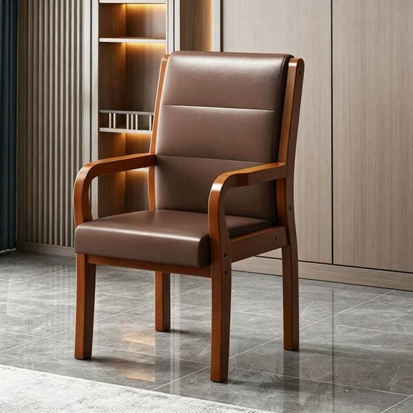 Negotiation Chair, Solid Wood Comfortable Office Chair, Conference Room Chair, Computer Office Chair, Soft Backrest, Home Armrest Chair