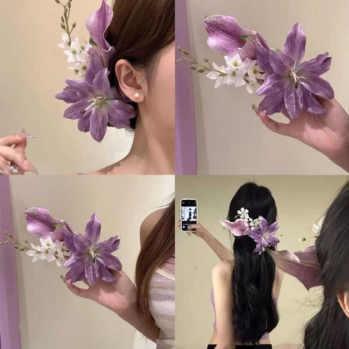 7388 calla lily hair clip - purple