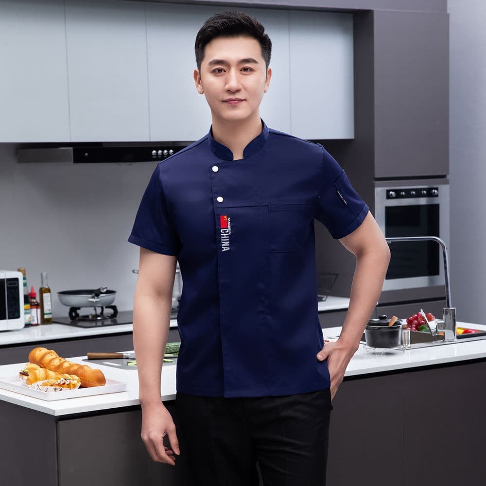 Blue [short sleeve] two-button flag shirt