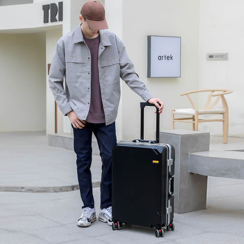 Trolley Suitcase with Combination Lock, Luggage Trolley Case with Pc Universal Wheels, Zipper Case with Detachable Wheels, Student Case, Business Case, Carbon Fiber 3