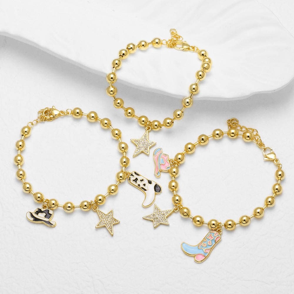 As Jewelry Aliexpress Sərhədlərarası Populyar Tam Zirkonlu Beşguşəli Ulduz Bilərzik, Yağ Damcı Formalı Hündürdaban Ayaqqabı Muncuq Bilərzik Brb63 3