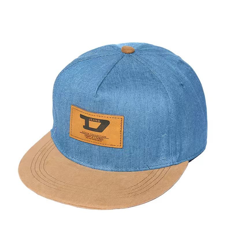 Leather label d letter light blue