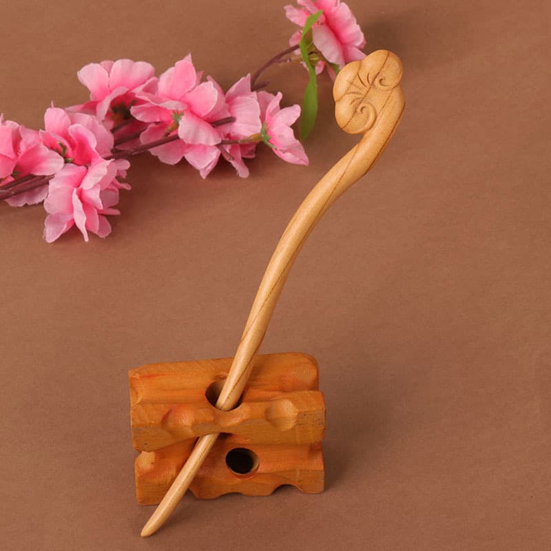 Double-sided carved peach wood hairpin-Yu Ruyi