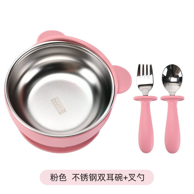 Pink [little bear bowl + fork and spoon]