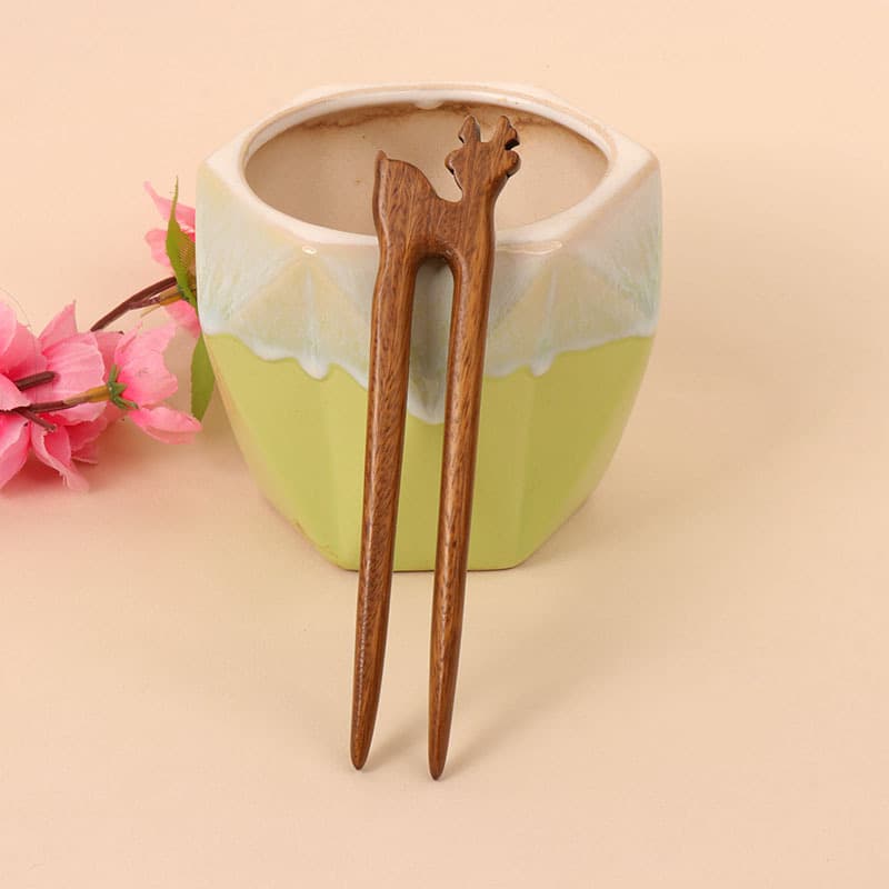 Green sandalwood hairpin---03 style (length 13cm)