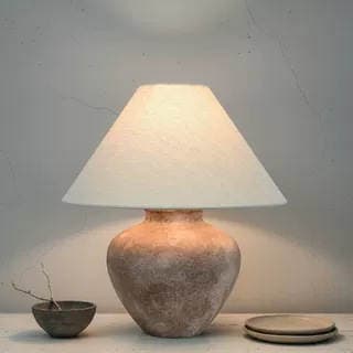 Retro Wabi-Sabi üslubunda keramik qab masaüstü lampası (qonaq otağı, yataq otağı üçün) 1