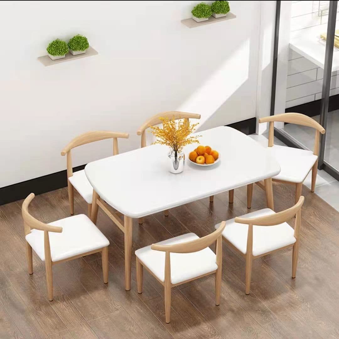 60*120cm white k table (one table and six chairs)