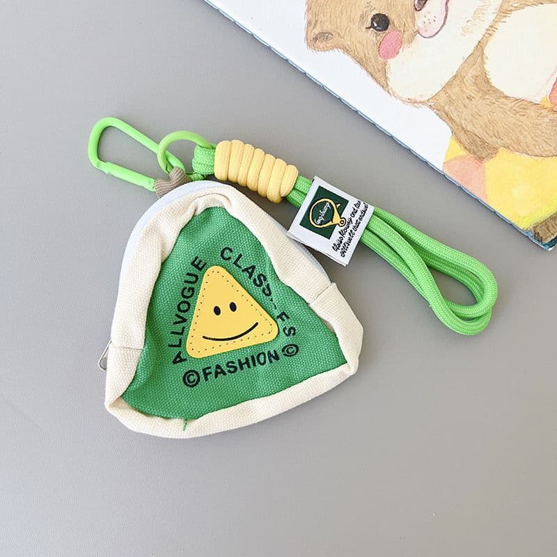 [triangle smiley green] + green label lanyard