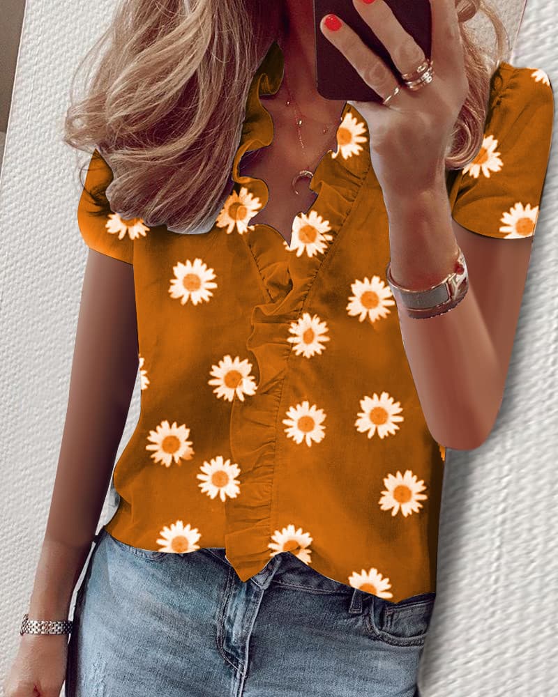 Short sleeve-yellow daisy