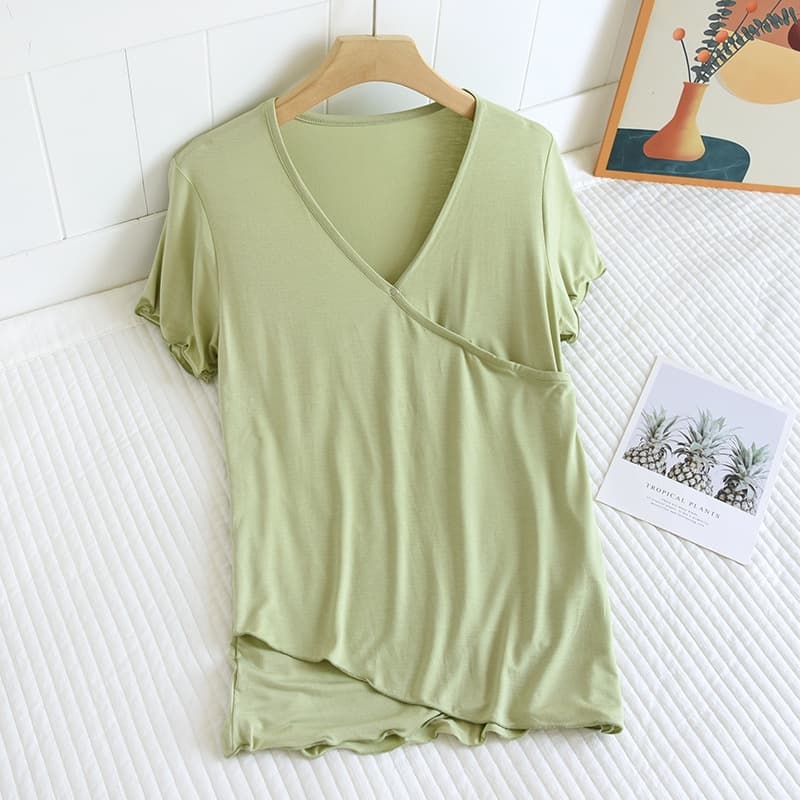 Elegant Green [short sleeve]-hidden button-jacket