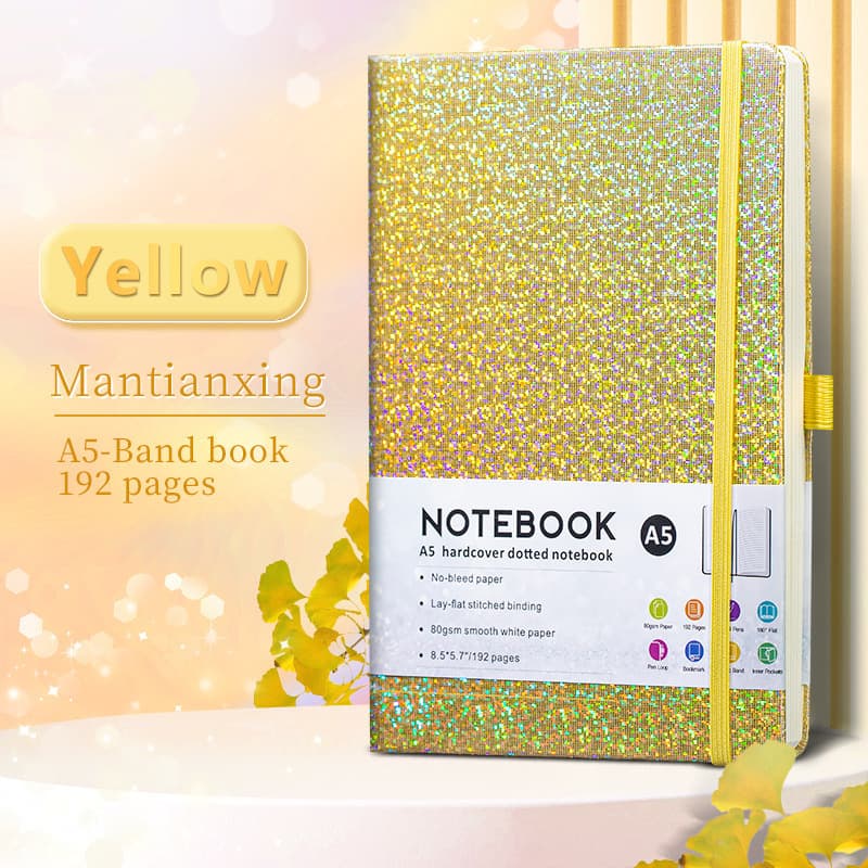 Yellow gypsophila a5 strap notebook
