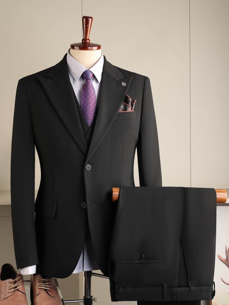 Business High-End Suit Set for Men, Groomsmen Outfit, Professional Attire, Black and Navy Blue, High-End Wedding Suit for the Groom 1