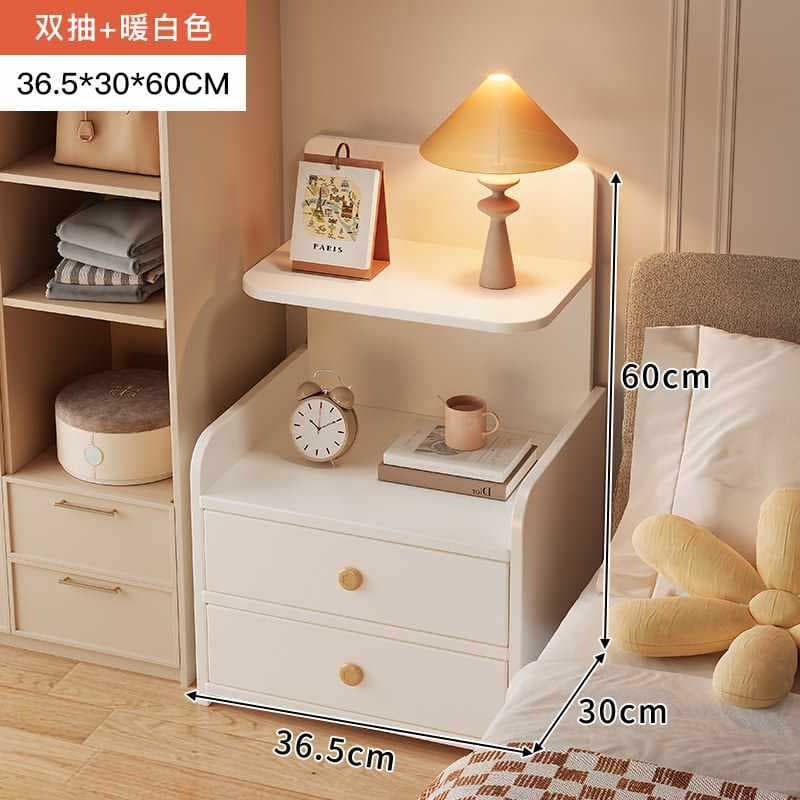 [heightened storage rack] double drawer warm white