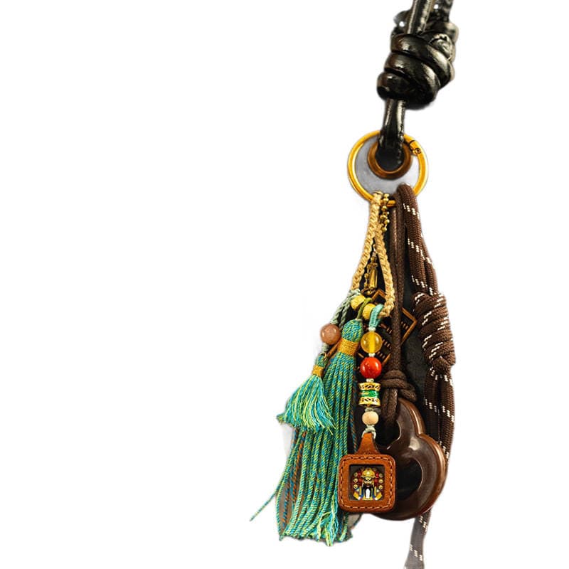 Hand-Painted Small Thangka Bag Hanging Zajiram Green Tara Mahakala Xizang-Style Pendant National Trend Portable Pendant Keychain 5
