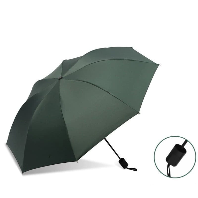 [manual model] 8-bone dark green reinforced umbrella for both rain and shine